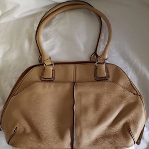 Tignanello Beige Leather Sanchel Handbag